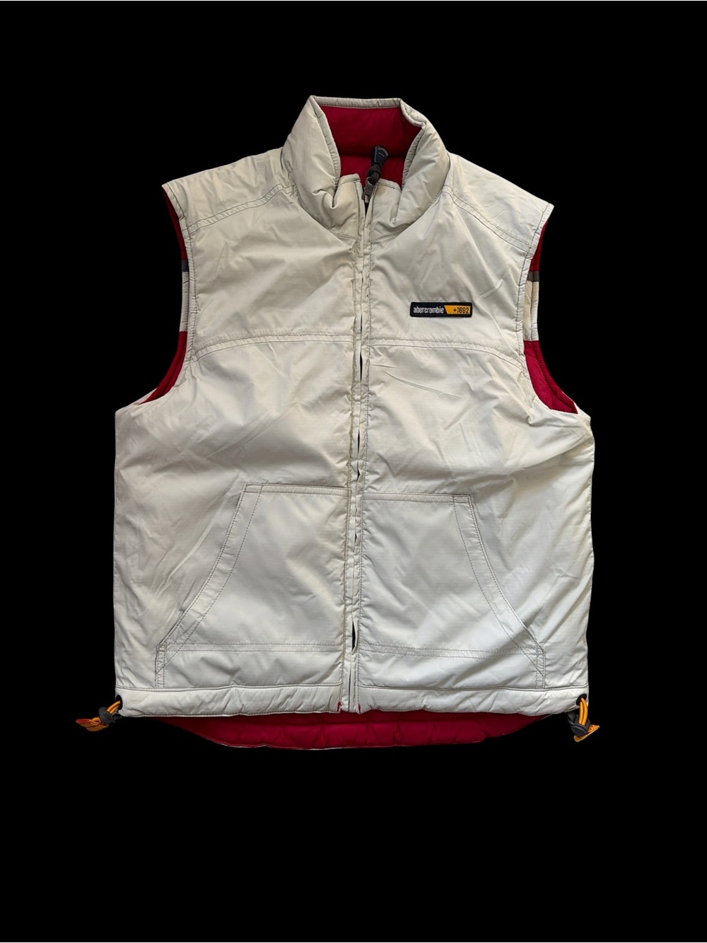 Vintage Abercrombie & Fitch Red Puffer Vest Y2K Colorblock Gorpcore Gilet Size M - Picture 7 of 11
